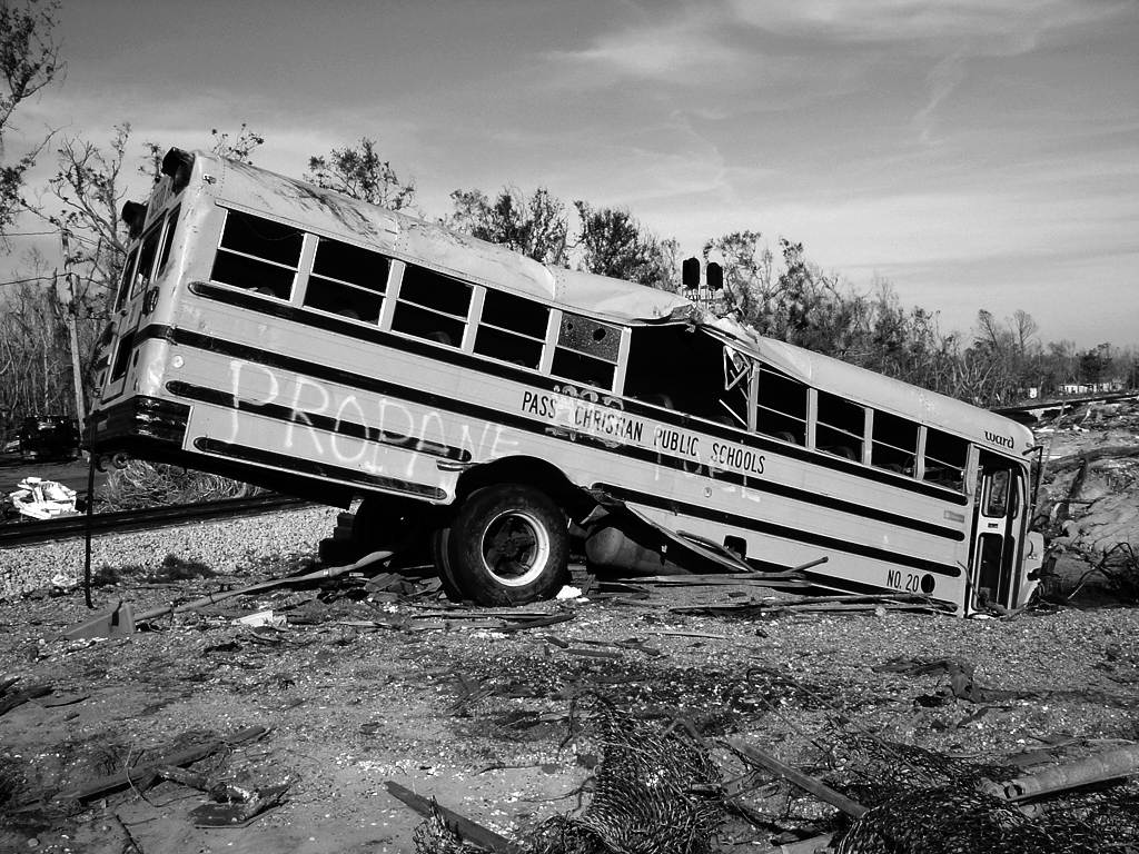 Wrecked bus